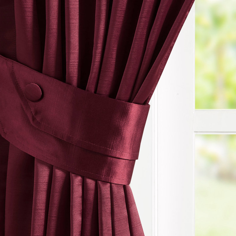 Rideau plissé avec attache (simple) 52 po x 84 po, L 52,06 po x L 84,04 po, Bourgogne