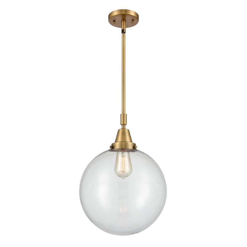 Luminaire suspendu sphère 1 lumière Lorri, H 49,12 po x l 12 po x P 12 po, Clair, Laiton brossé