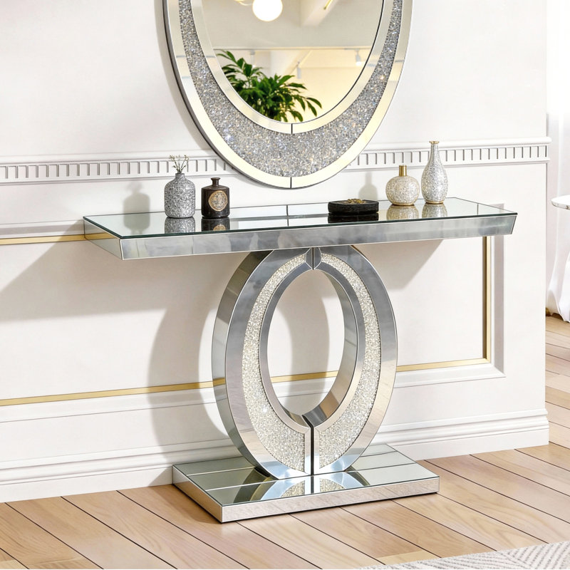 Grande console à miroir en forme d'olive avec miroir