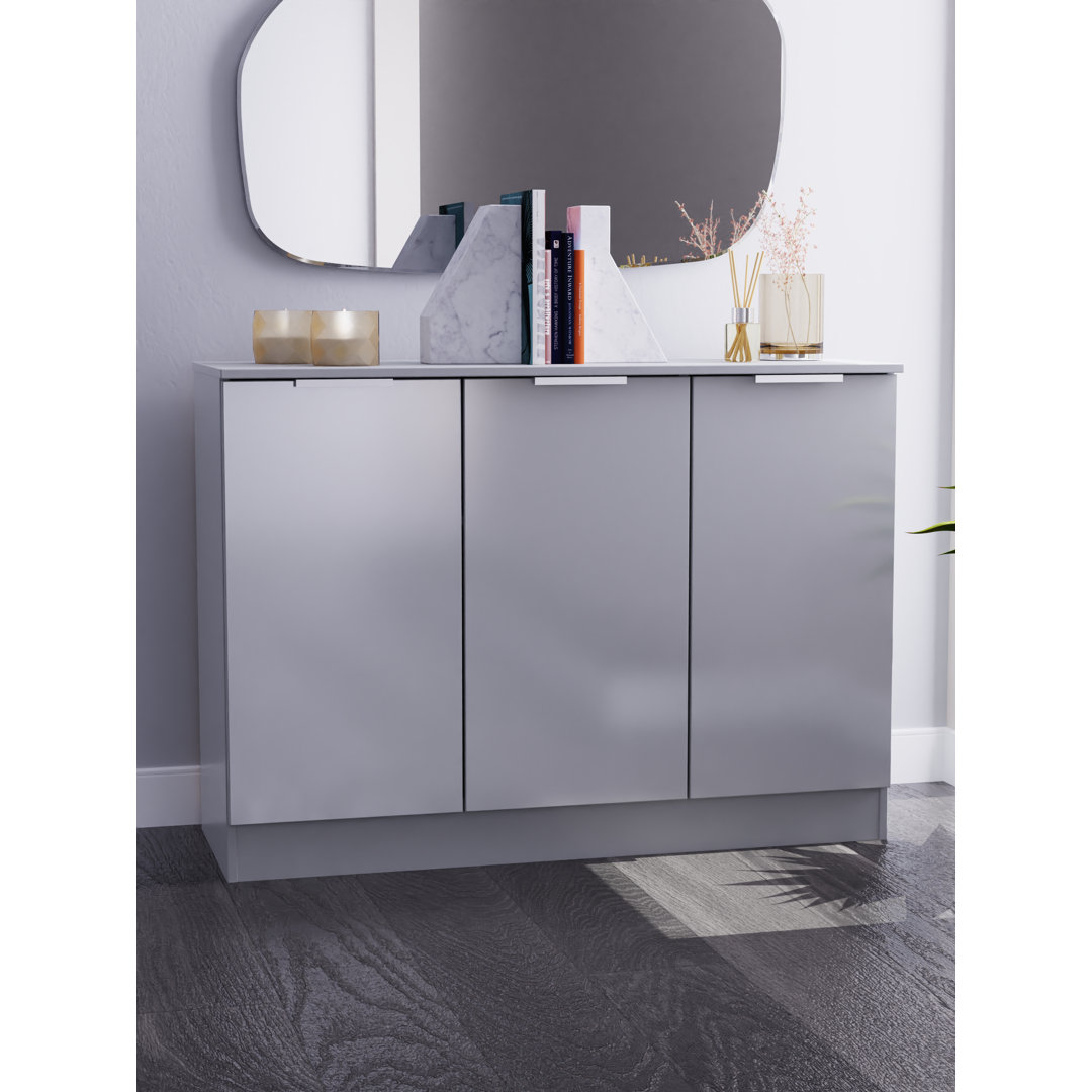 Blehm 3 Door Sideboard in White Matt & White (Ready Assembled)