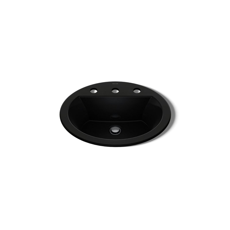 Bryant Ceramic Oval Drop-In Bathroom Sink with Overflow, Black Black, 8" Centers