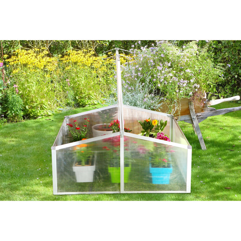 Hanover 39-Inch Double Garden Bed Cold Frame Mini Greenhouse with Adjustable Roof Ventilation