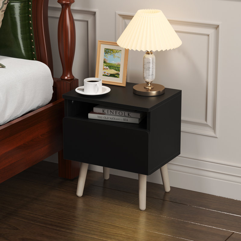 Polyfurniture MDF Nightstand (Single drawer), Black