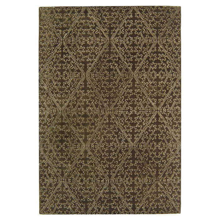 Tapis de couleur café en viscose / laine à motif géométrique Benil Martha Stewart, Rectangle 7 pi 9 po x 9 pi 9 po