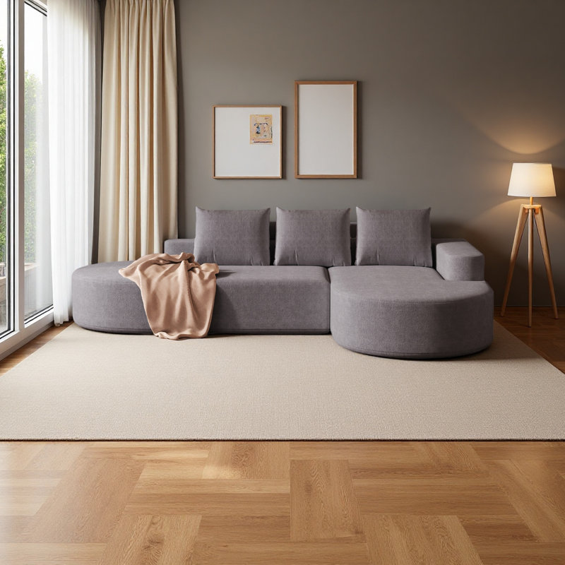 Canapé moderne incurvé moderne, ensemble de canapé modulaire rembourré en chenille, ensemble modulaire de salon modulaire en L de 108,5 po avec 3 coussins, canapé-lit combiné gratuit pour le salon, la chambre à coucher