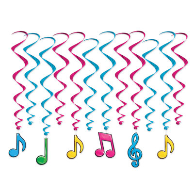 Tourbillons de notes de musique néon