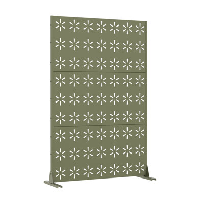 Outdoor Metal Privacy Screen Fence Panel For Patio Balcony Freestanding With Stable Base by Lumioca