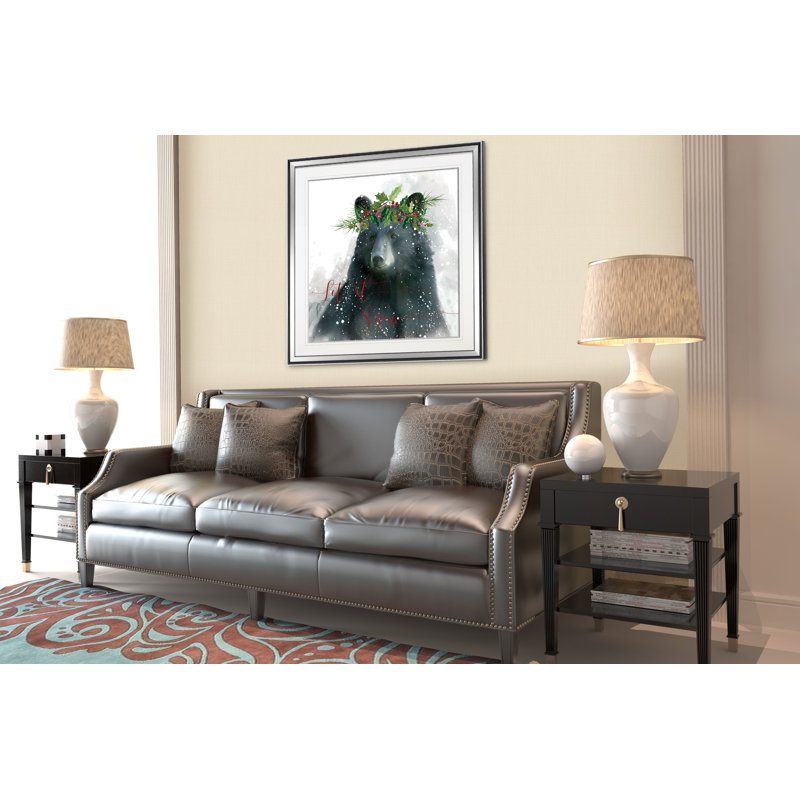 Let It Snow Bear - reproduction d'art, H 28 po x l 28 po x P 1,5 po, Encadrement argenté