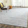 Emek Hand Woven Flat Weave Wool/Cotton Striped Rug in Blue/Ivory