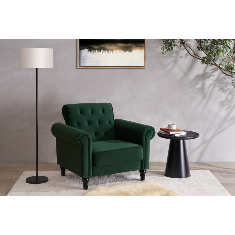 Aiofe Velvet Chesterfield Chair, Hunter Green