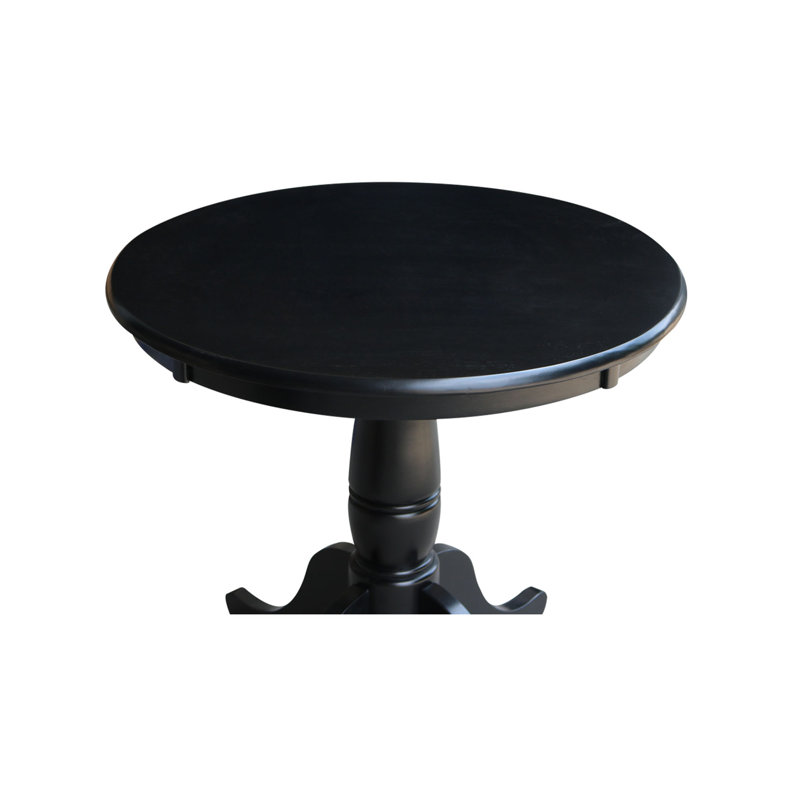 Solid Wood Pedestal Dining Table, 30" H x 30" L x 30" W, Black