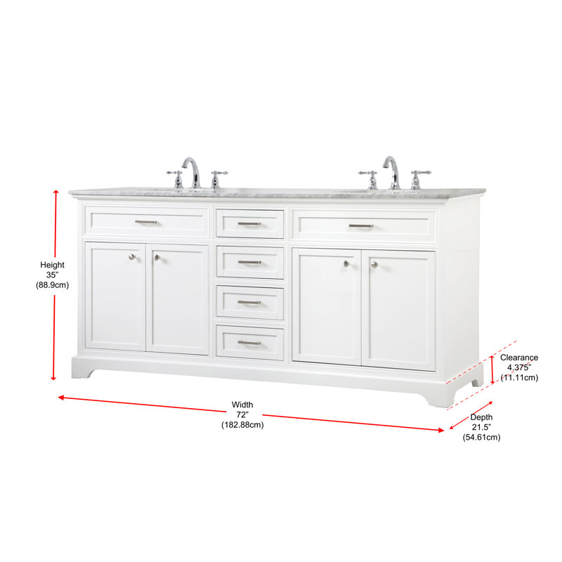 Ensemble de meuble-lavabo double 72 po Hermes, Blanc, Blanc de Carrare / gris