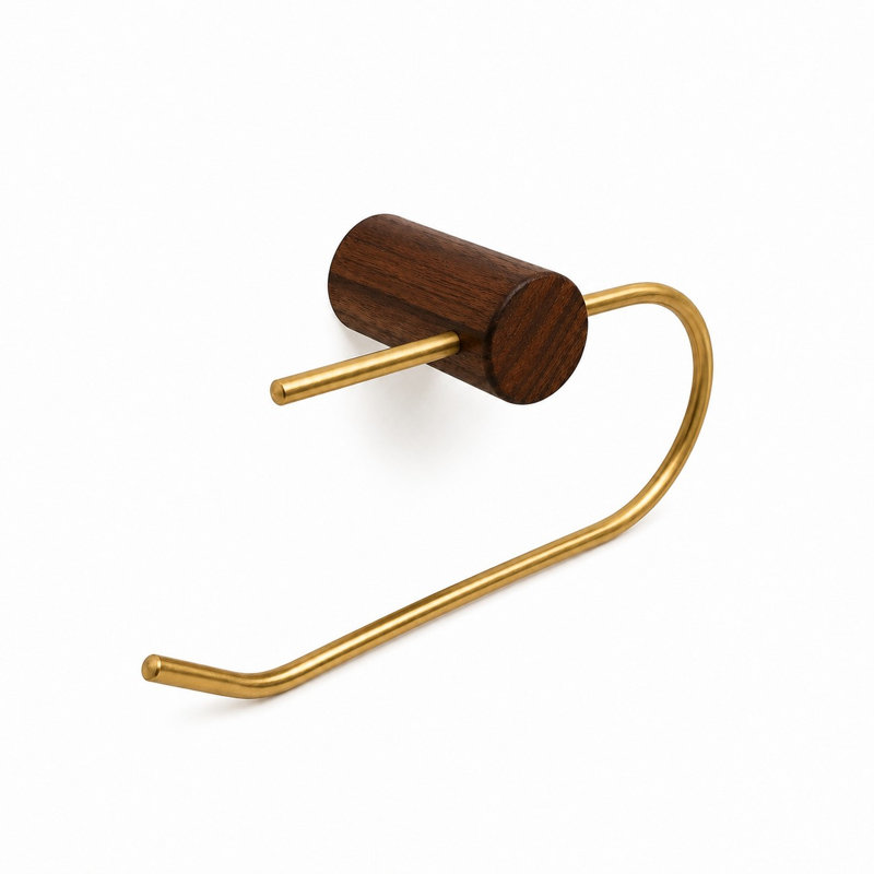 Vero - Walnut Wood & Solid Brass Toilet Paper Holder