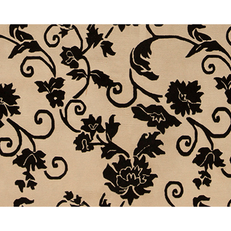 Tapis brun clair / noir de haute qualité noué à la main