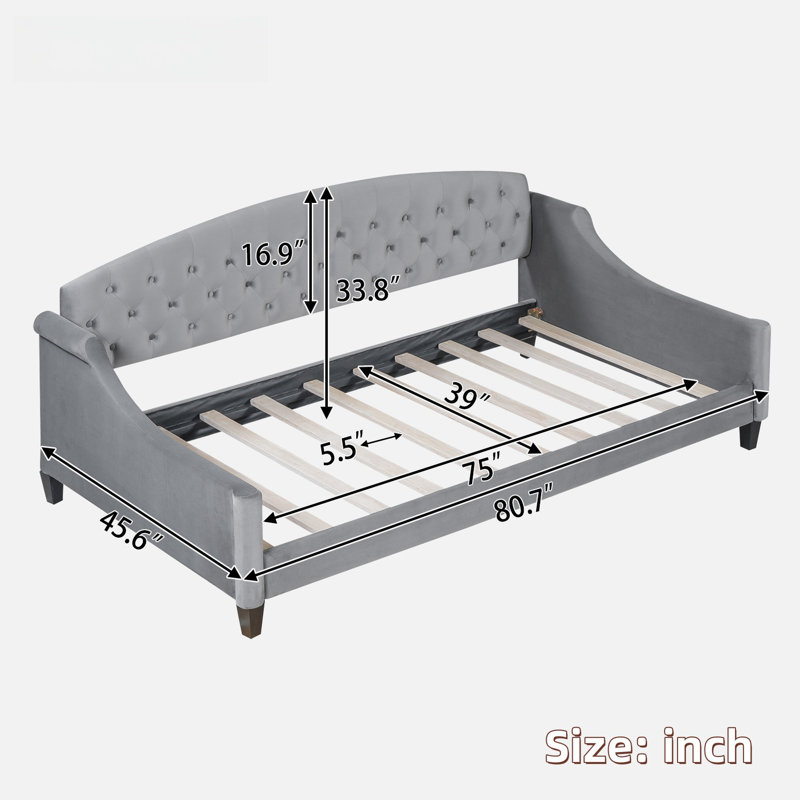 Modern Upholstered Daybed With Tufted Button Design, Gray