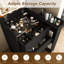 Coiffeuse moderne noire à plateau rabattable avec miroir lumineux, tiroir de rangement, plateau latéral coulissant et tabouret rembourré - Meuble de chambre multifonctionnel-869320673