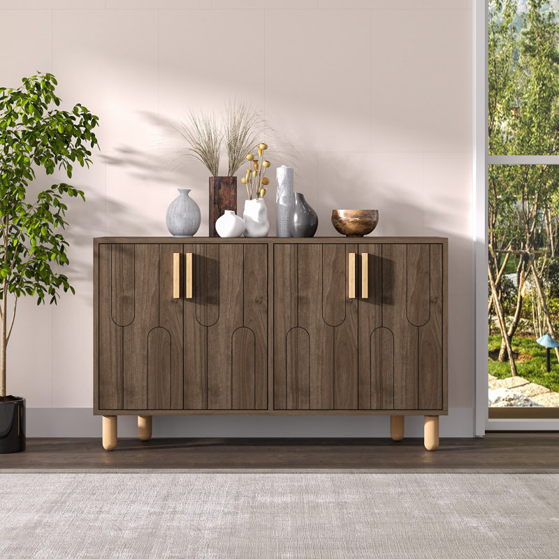 Modern Walnut Console Table, 47.2 x 29.0 x 11.6 inches | 100% Melamine Coated Particle Board, Thickness: 0.7 inches | Stylish Brown Finish, Geometric Design | Perfect for Entryway, Living Room & Hallway Decor