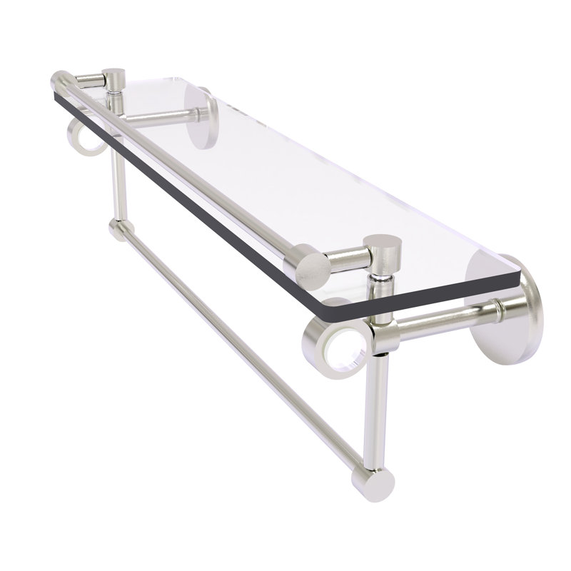 Tablette murale en verre Margolis, H 6,7 po x l 22 po x p 5,8 po, Nickel satiné