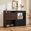 Armoire à chaussures extensible avec 1 tiroir et rotation à 90 degrés, pour le salon, vestibule, départ, noyer noir et couloir, entrée, foncé