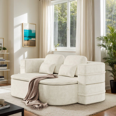 75-inch Foldable Floor Sofa, Chenille Fabric With Blanket Convertible Sleeper by Ivy Bronx