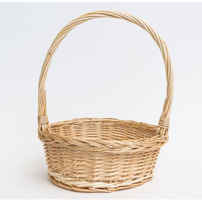 Panier en osier à long manche, H 13 po x l 11,5 po x P 11,5 po