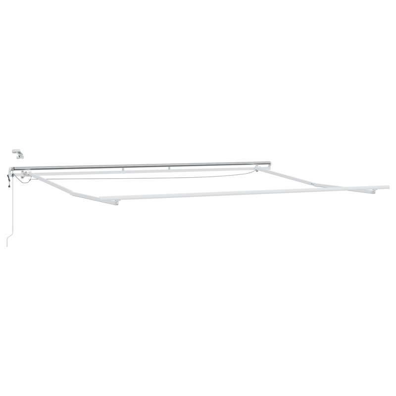 Ebern Designs Polyester Cover Retractable Patio Awning, 500 cm W x 350 cm D, Green/Yellow/White Striped