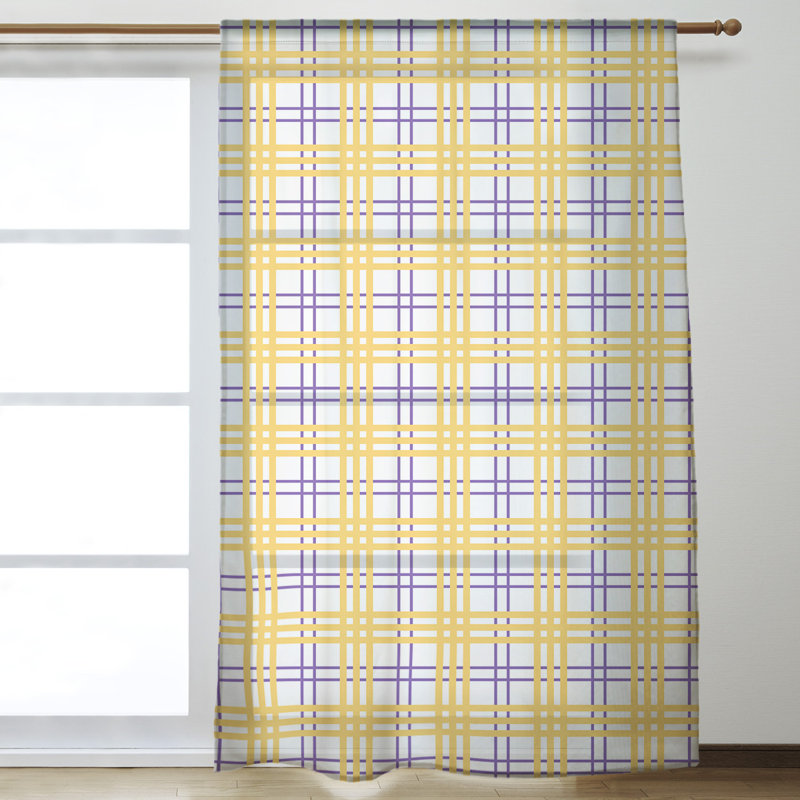 Sheer Curtain Single Panel, Yellow/White/Purple