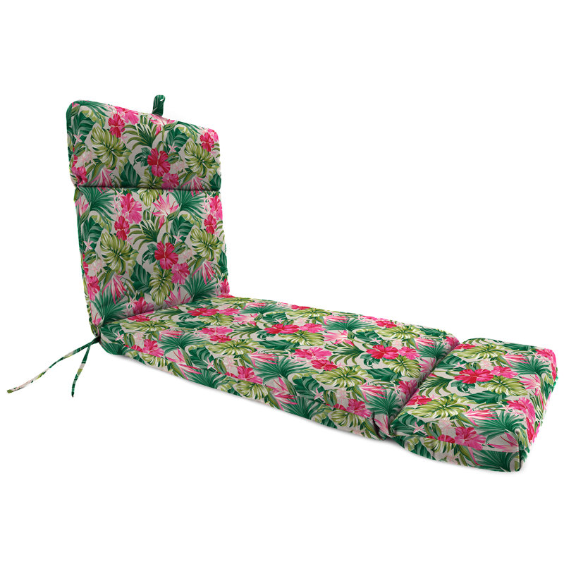 72" x 22" Outdoor Chaise Lounge Cushion with Ties and Loop, Hibiscus Cider Floral