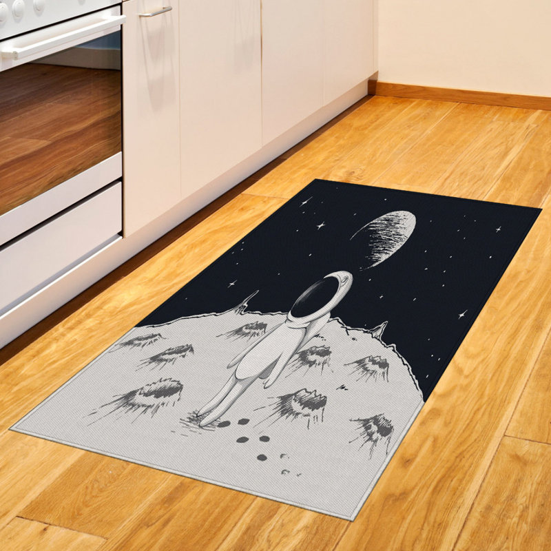 Astronaut High Density Long Fiber Poly Threads Decorative Area Rug Carpet, Rectangle 2'7" x 5'