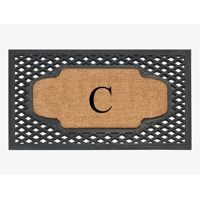 Tapis de porte d'extérieur antidérapant naturel 23 pi x 38 po à motif de coco naturel Alha, C