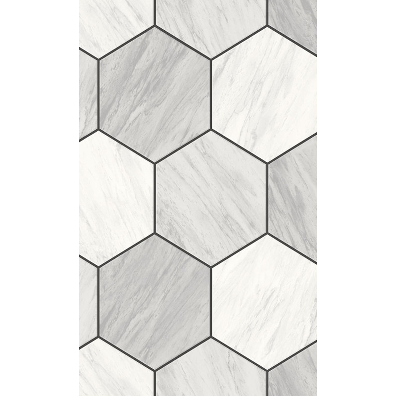 Panneau de papier peint L 33 pi x l 21 po Lakinna, Blanc / noir