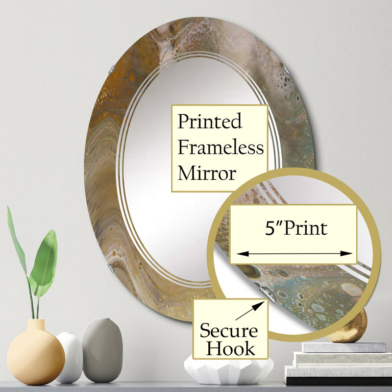 Vagues de marbre brun et gris - Miroir mural moderne, 30 po x 20 po