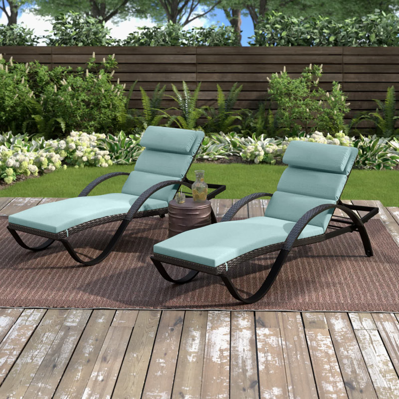 Fionnula Powder Coated Aluminum Reclining Patio Chaise Lounge Set, Bliss Blue