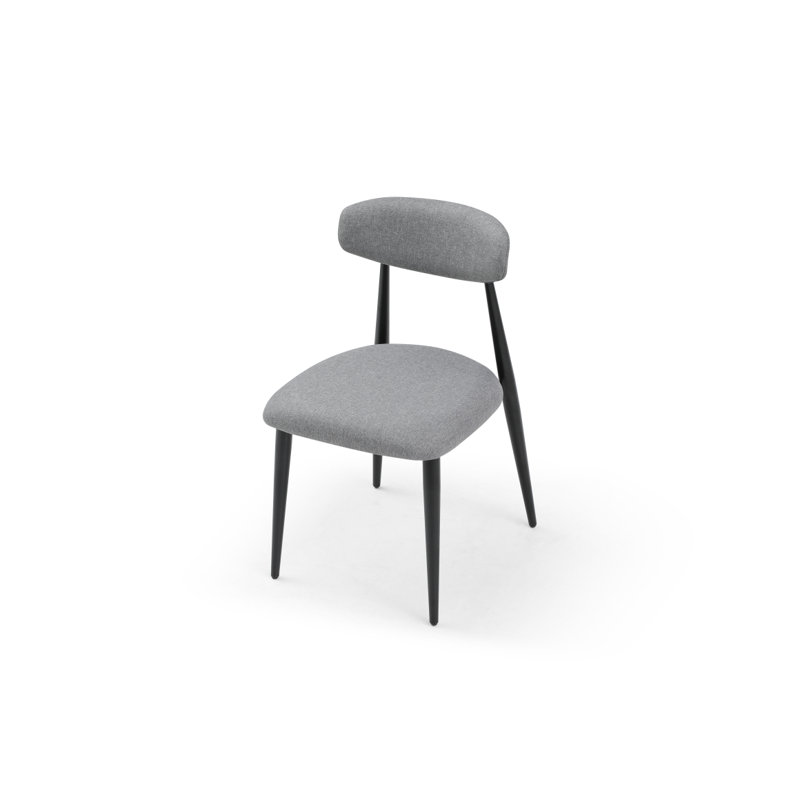 Ensemble de 2 chaises de salle à manger modernes, dossier rond incurvé et structure en métal, Gris