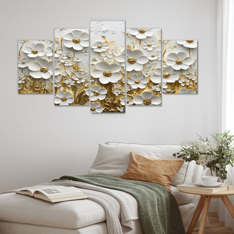 Beaumont - Art mural fleurs sauvages - Art mural traditionnel sur toile 5 pièces