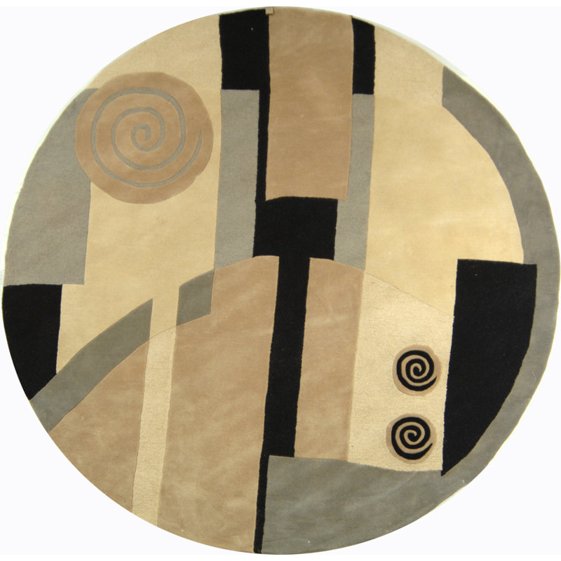 Bertile Hand Tufted Wool Ikat Rug, Round 7'9"
