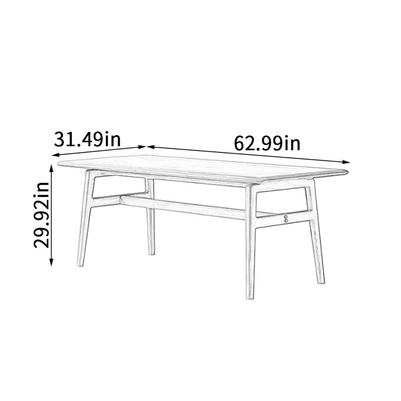 Table en bois de noyer durable de haute qualité, H 29,92 po x L 62,99 po x l 31,49 po