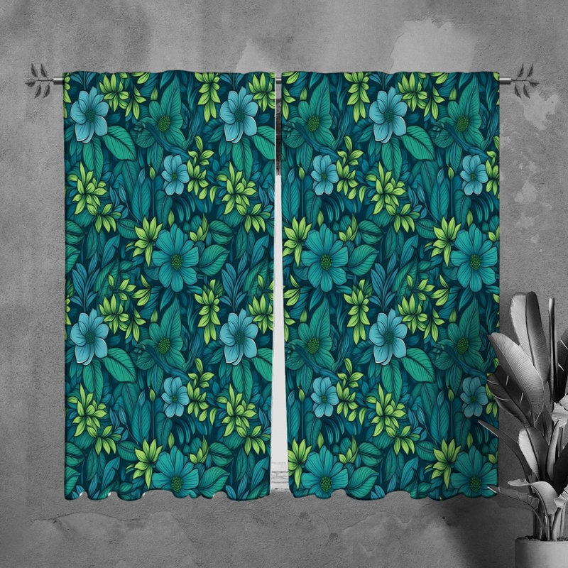 Rideaux de fenêtre à motif floral, L 20 po x L 82 po