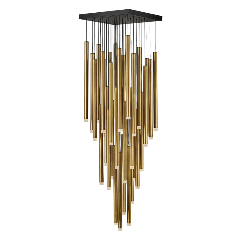 Harmony 36 - Light Cluster Cylinder LED Pendant, Heritage Brass