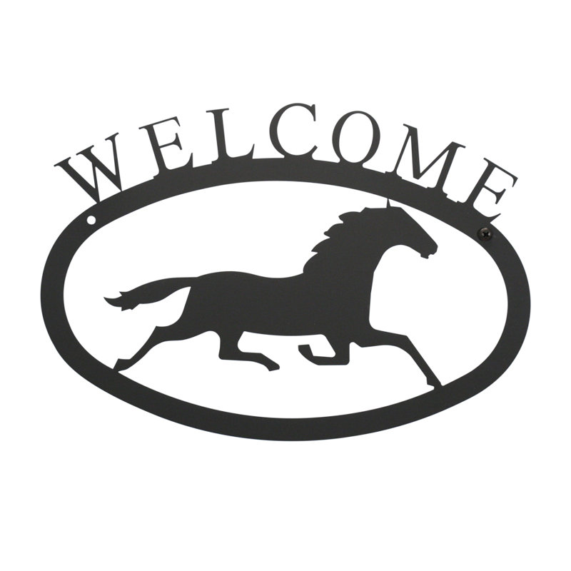 Running Horse - Welcome Sign Large, 7.88" H x 11.38" W x 0.05" D