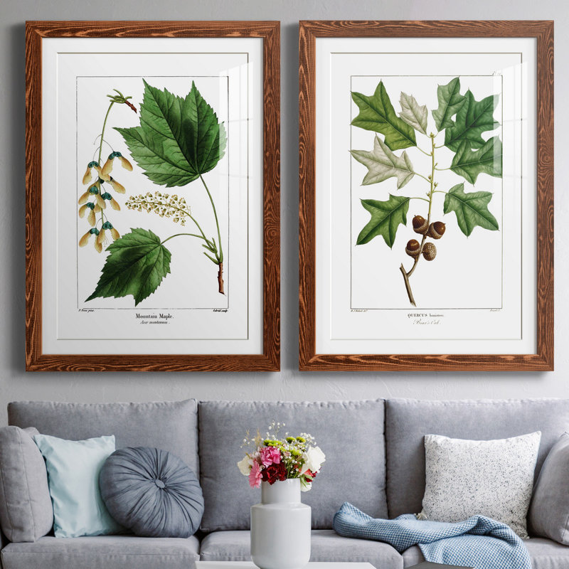 Érable de montagne - ensemble de 2 reproductions d'art, Papier avec cadre érable, Blanc, H 44 po x l 31 po x P 1 po