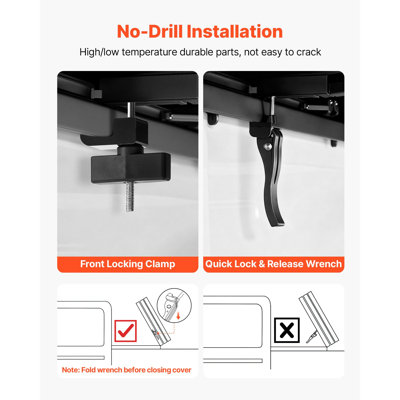 Housse pour tonneau de camion souple à trois volets, compatible avec le lit Ford F-150 de 5,5 pi (67,1 po) 2015-2025, housse de tonneau pour camion pliable et imperméable avec barre de support en alliage d'aluminium et de PVC à 3 couches