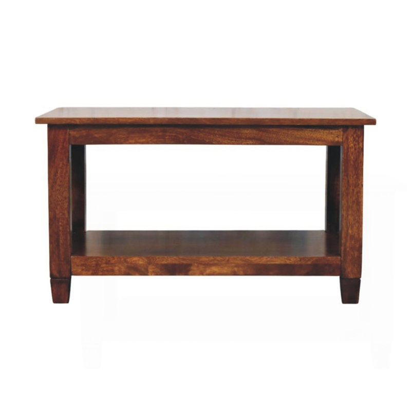 Table basse en bois massif Belmont, structure en X, châtaignier, brun foncé