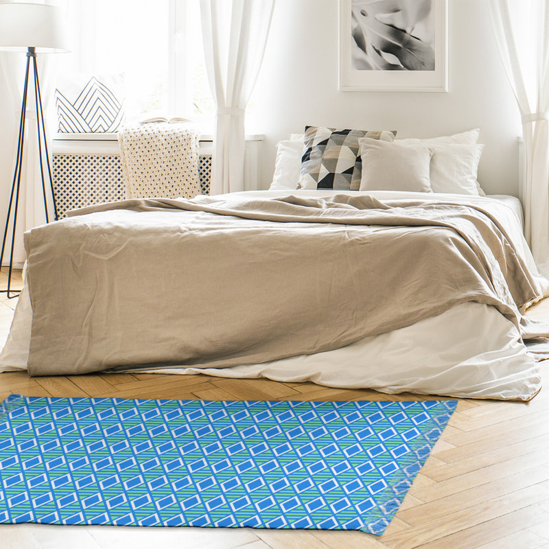 Tapis bleu à carreaux géométriques Mcguigan, Oui
