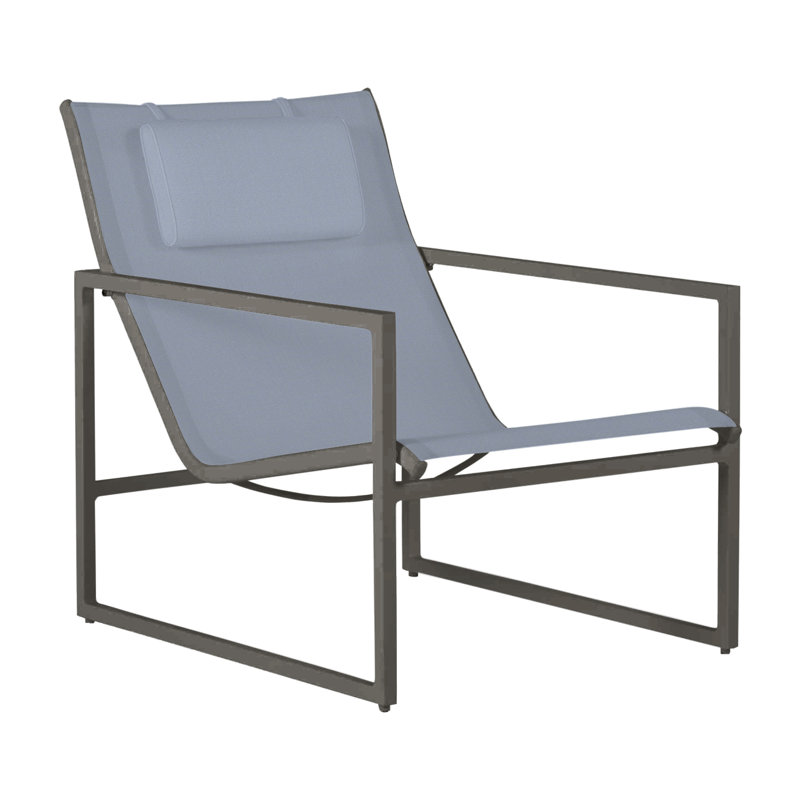 Serenata Sling Easy Lounge Chair, Gray/Gray Sling, Welt, Arbor Chambray
