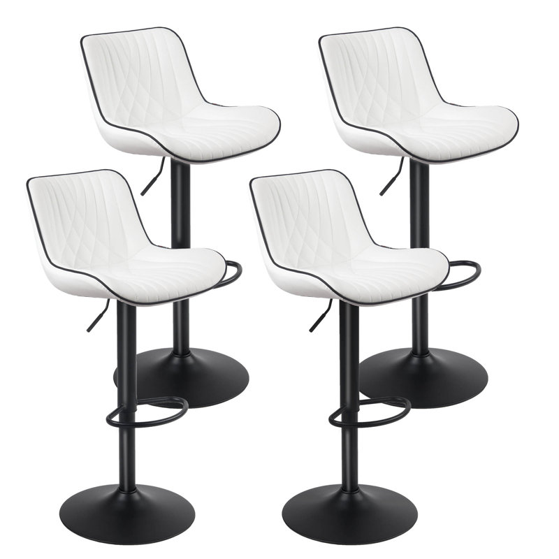 Swivel Bar Stools Modern Leather Upholstered Counter Stools for Kitchen Island, Adjustable Height Stools with Footrest for Home Bar