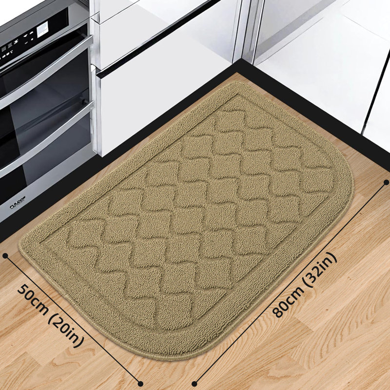  Diamanta Kitchen Rug Mat Polypropylene Non-Slip Half Circle Rugs, Machine Washable for Kitchen, Half-Circle 1'8" x 2'8"