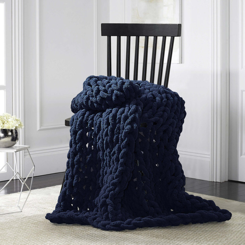 Donna Sharp Peacock Chenille Knit Woven Throw, Peacock
