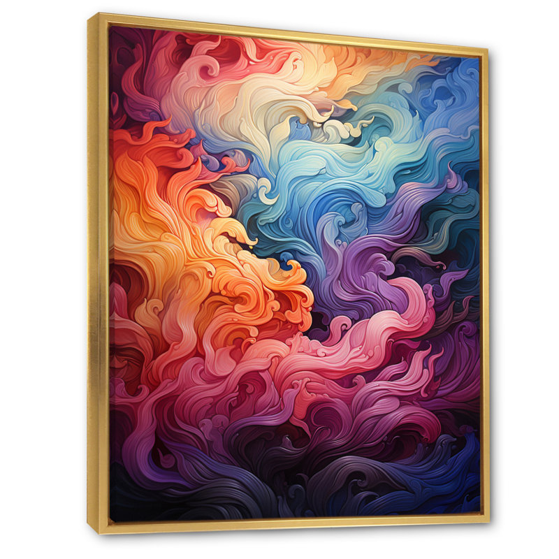 «Opt Art», Delirium II sur toile, Cadre flottant doré, H 40 po x l 30 po x P 1,5 po