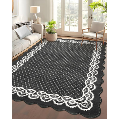 Tapis de couloir moderne festonné avec tapis coulissant et antidérapant lavable pour tapis de salle de bain